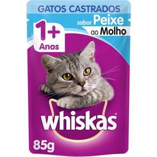 Ração Úmida Whiskas Sachê Peixe ao Molho para Gatos Adultos Castrados