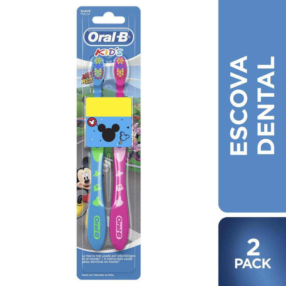 Escova Dental Infantil Oral-B Mickey 2 Unidades em Oferta na Shopee