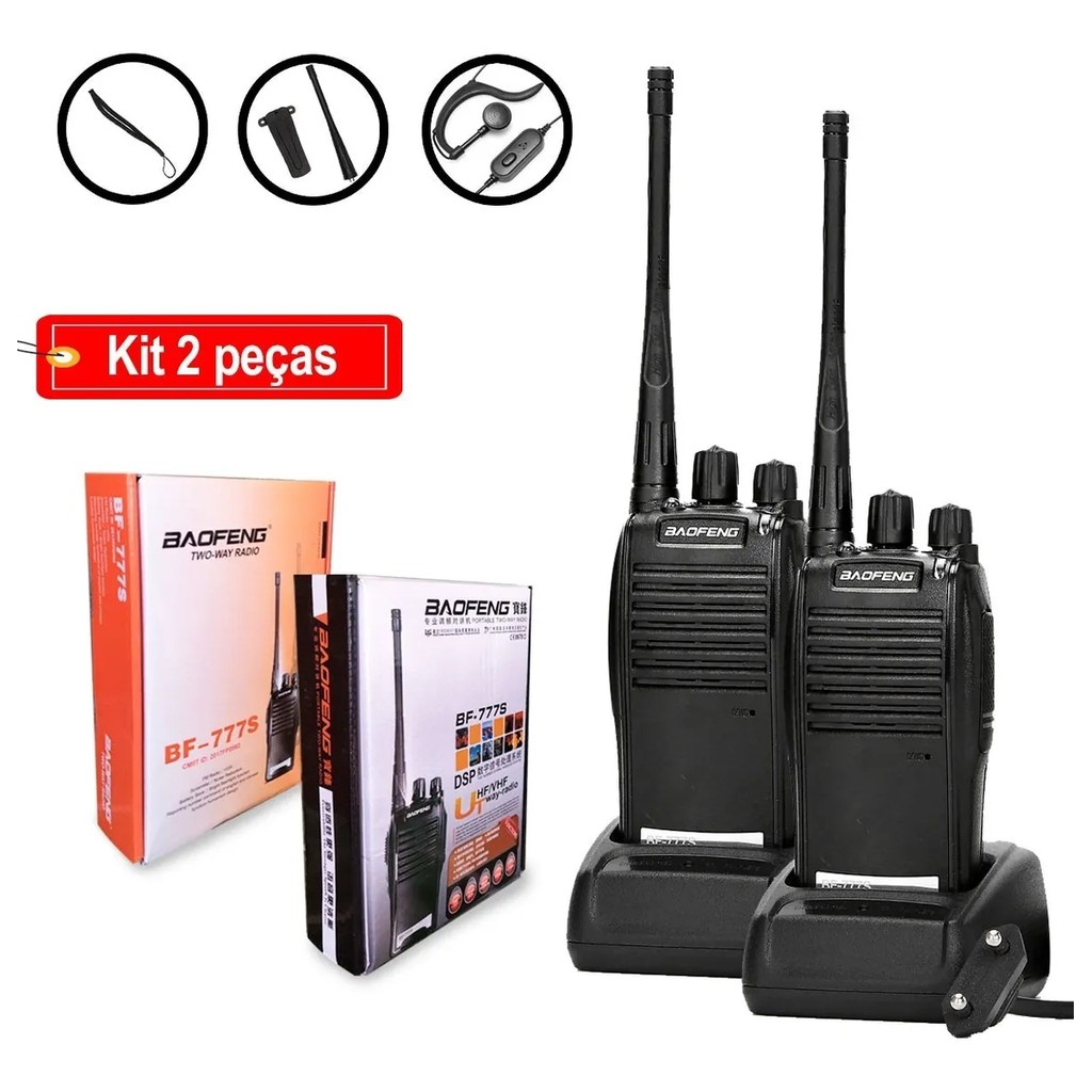 Kit 2 Radio Walk Talk Comunicador 16 Ch 12km Baofeng 777s Ht - Oferta