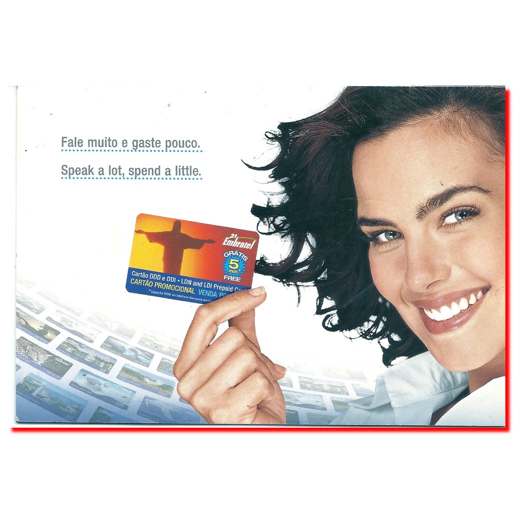 Cartão Telefonico no FOLDER EMBRATEL 5 MINUTOS FREE - Cartão promocional (raro) Ligação DDD e DDI  - FOLDER ORIGINAL