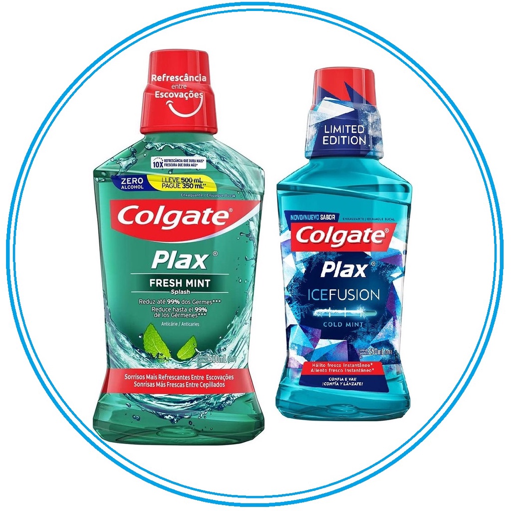 Colgate Plax Fresh Mint 500 ml e Colgate IceFusion 250 ml | Shopee Brasil