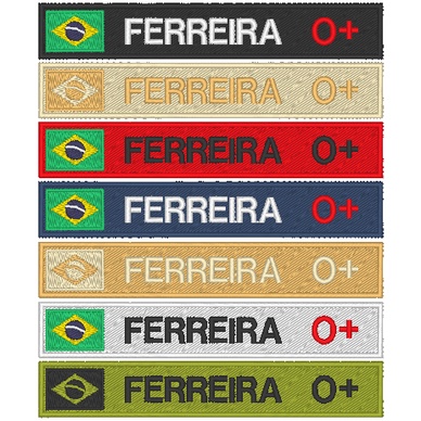 Patch Sutache Tarja Tarjeta Bordada de Identificação com bandeira Velcro ou termocolante