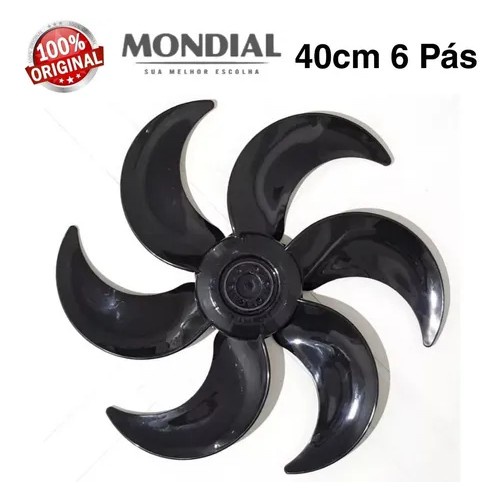 Hélice Ventilador Mondial 40cm Vt41 ou V45 ou Nv-75 ou Maxi Power 6 Pás Preto Original