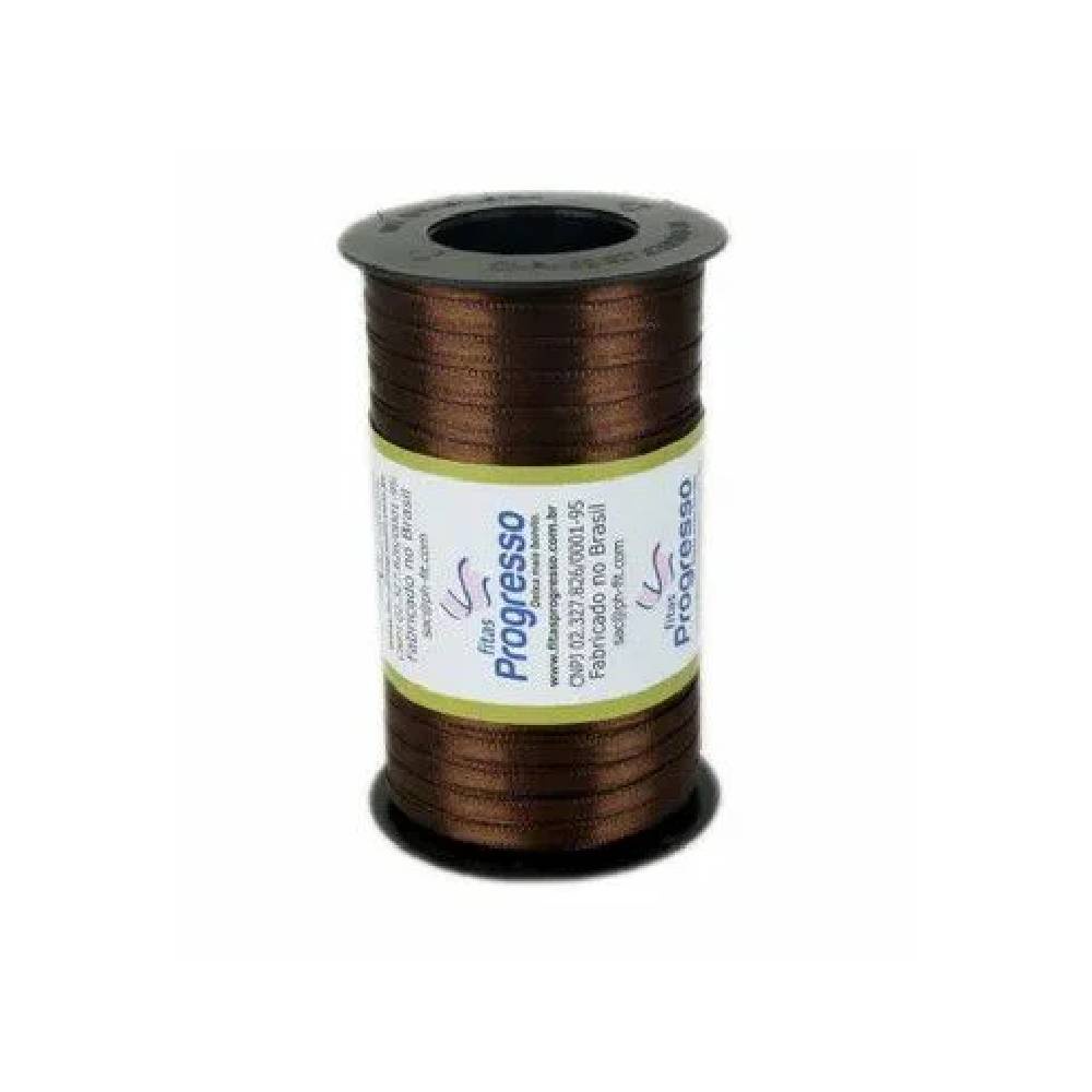Fita de Cetim Carretel 4mm nº00 100m Cor 340 Marrom Café 1un