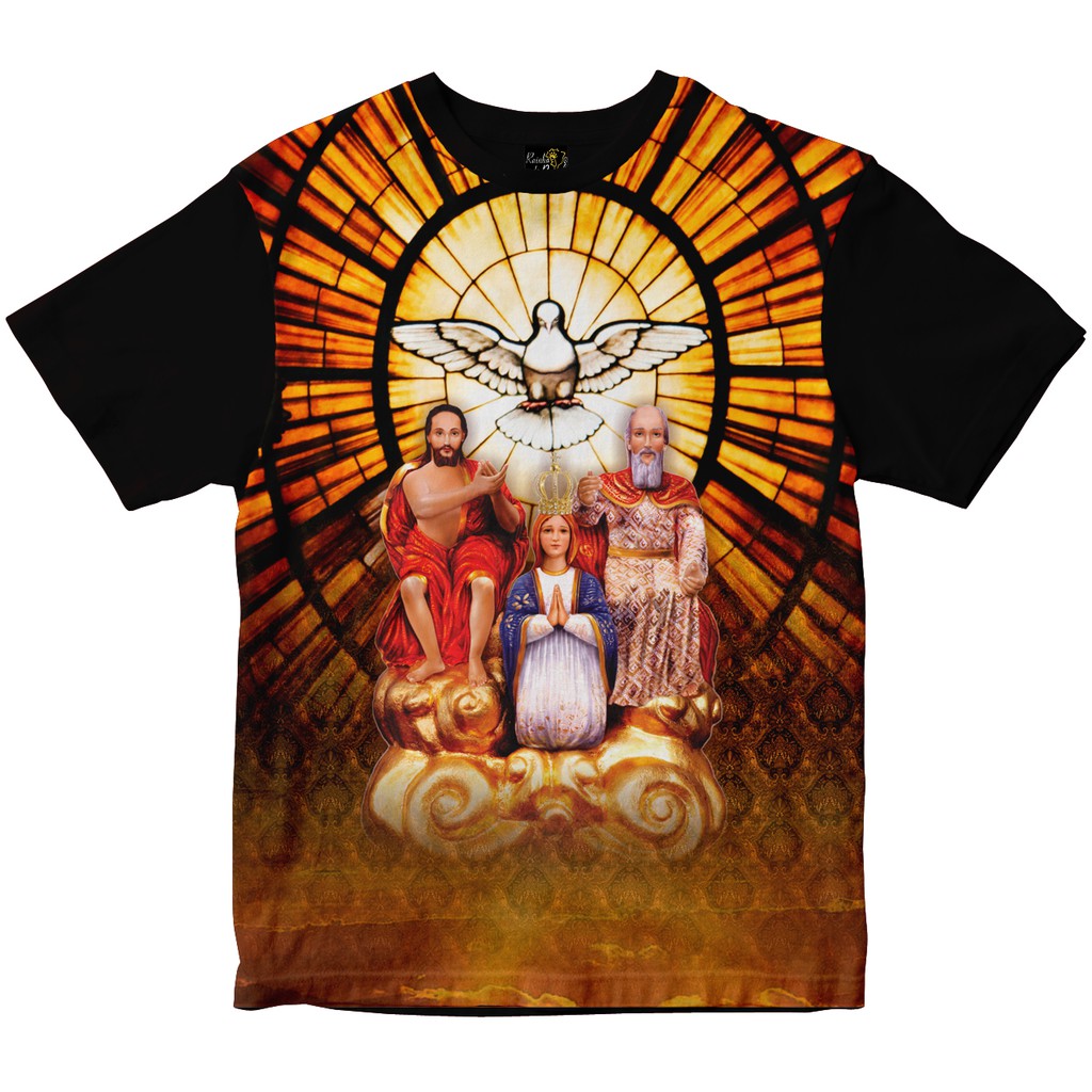 Camiseta Divino Pai Eterno e Espírito Santo Rainha do Brasil Preta