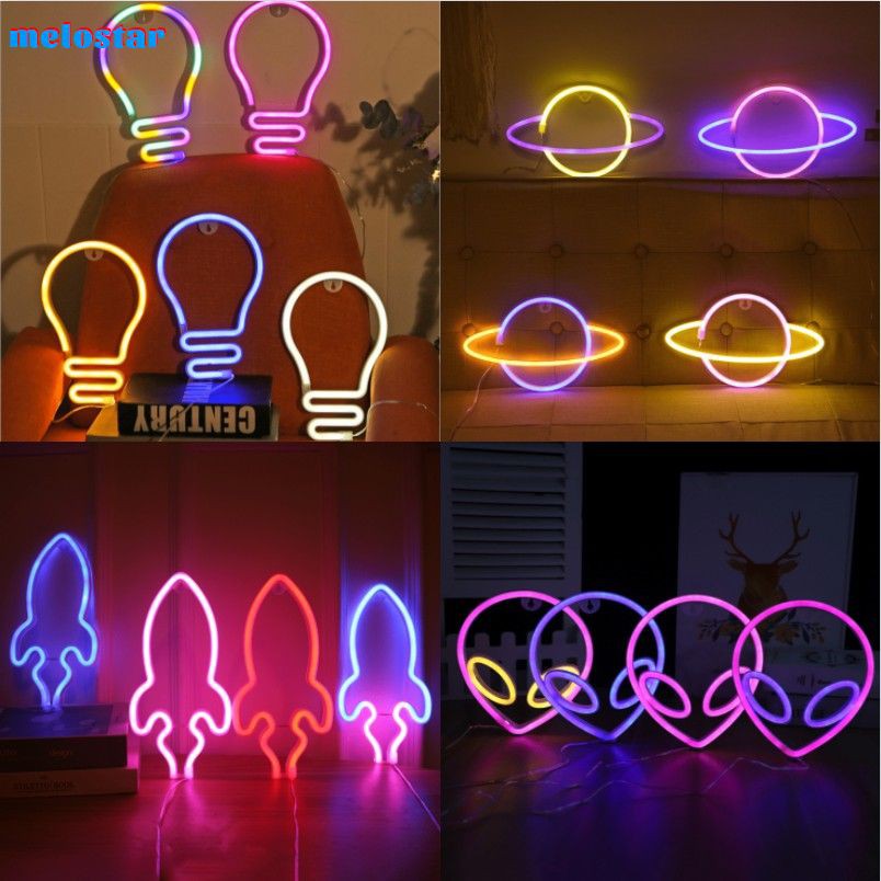 LED Neon Sign Lamp Universe Panel Wall Light Battery Powered Hanging