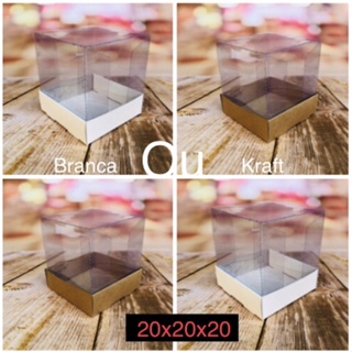 10~50 caixas 20x20x20 panetone bolo com visor branca ou kraft em Oferta na Shopee