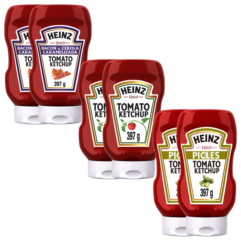 Kit com 2 Ketchup Tradicional 397g + 2 Ketchup Bacon & Cebola