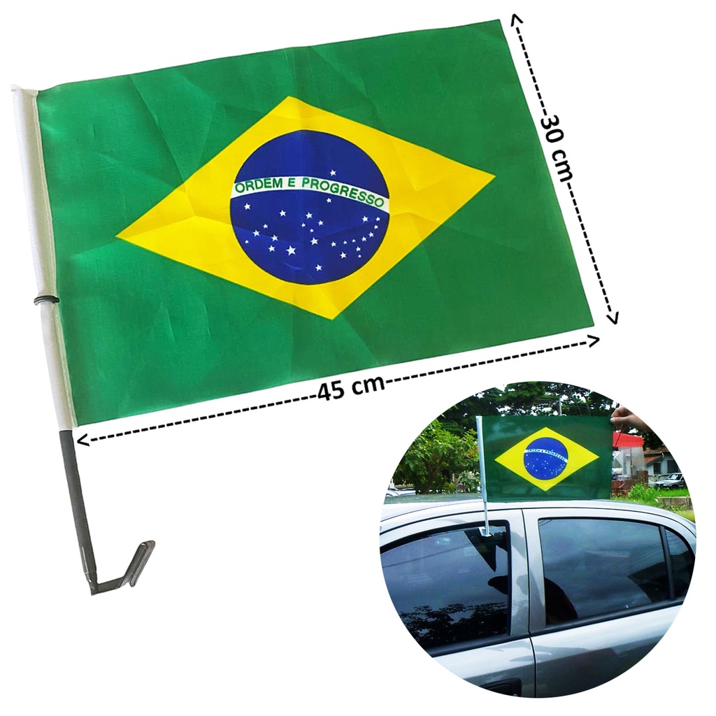 Bandeira Bandeirinha Brasil Suporte Haste Janela Carro em Oferta na Shopee