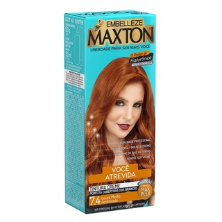 Kit Prático Tintura Creme Maxton 7.4 Louro Médio Acobreado - Embelleze