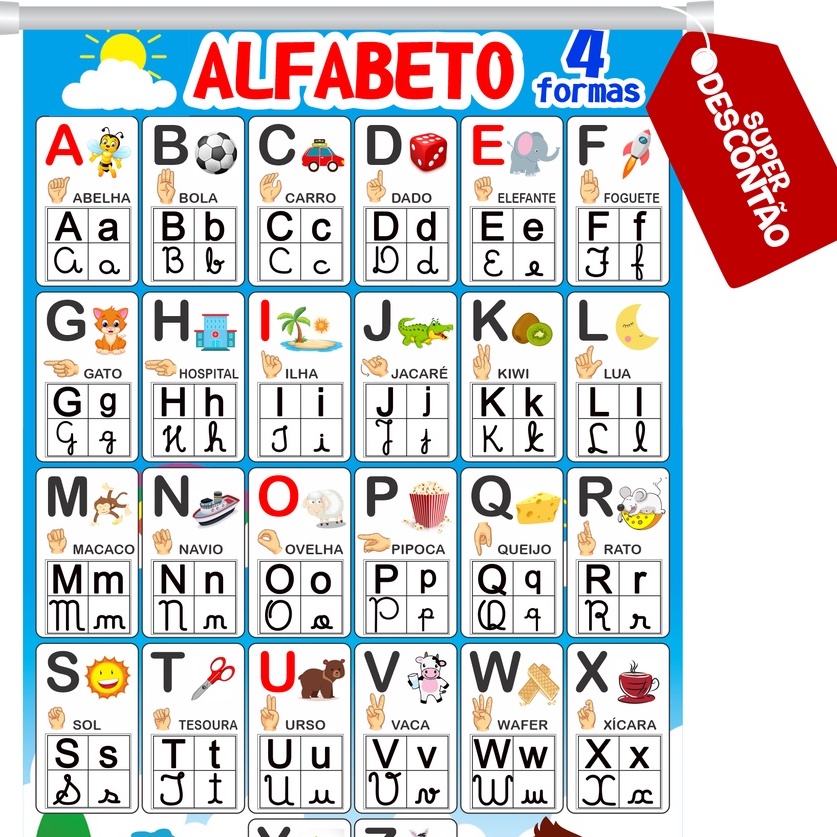 Banner Educativo Alfabeto Ilustrado Personalizado Com