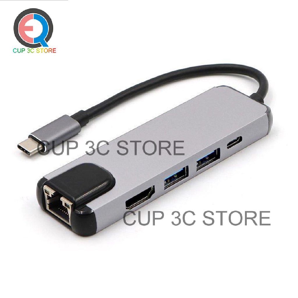 5 Em 1 Usb Tipo C Hub Hdmi 4K Usb-C Hub Para Gigabit Ethernet Adaptador ...