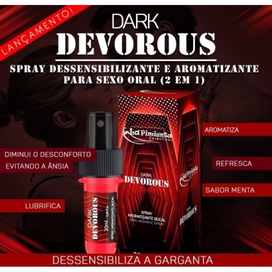 DARK DEVOROUS - 20ml Spray dessensibilizante e aromatizante para a garganta (2 em 1). Ideal para utilização na técnica do garganta