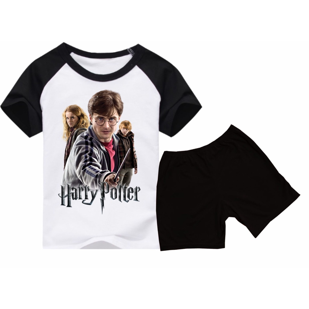 Pijama Verão Infantil HARRY POTTER - Calor - RAGLAN PRETO e SHORT PRETO pijama