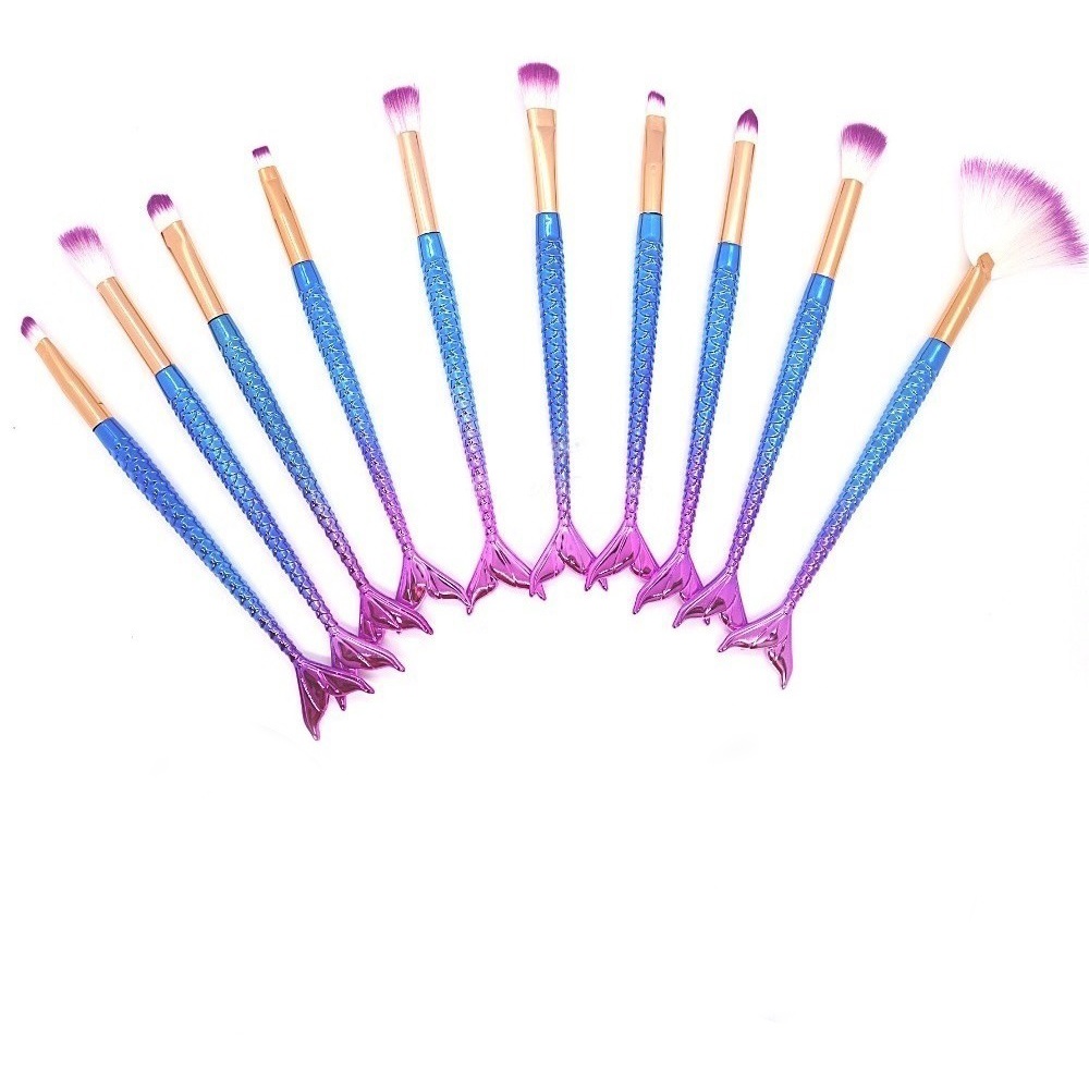 Pincel Kit 10 Peças Sereia Maquiagem Sombra Mermaid Make Up