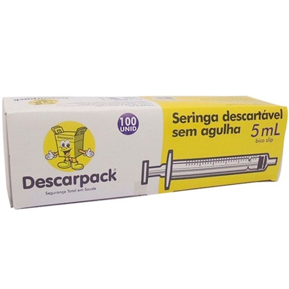 Seringa Descartável 5ml Luer Lock C/100 Unidades Descarpack em Oferta na Shopee