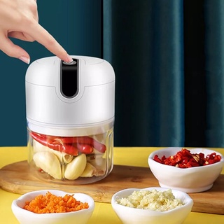 Mini Processador Elétrico de Alimentos Portátil com 3 lâminas de aço inox USB 250ml Bivolt
