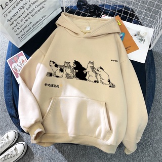 Moletom De Casal Fofo Estampa De Gato Simples E Versátil Japonês Largo Casual Masculino Feminino