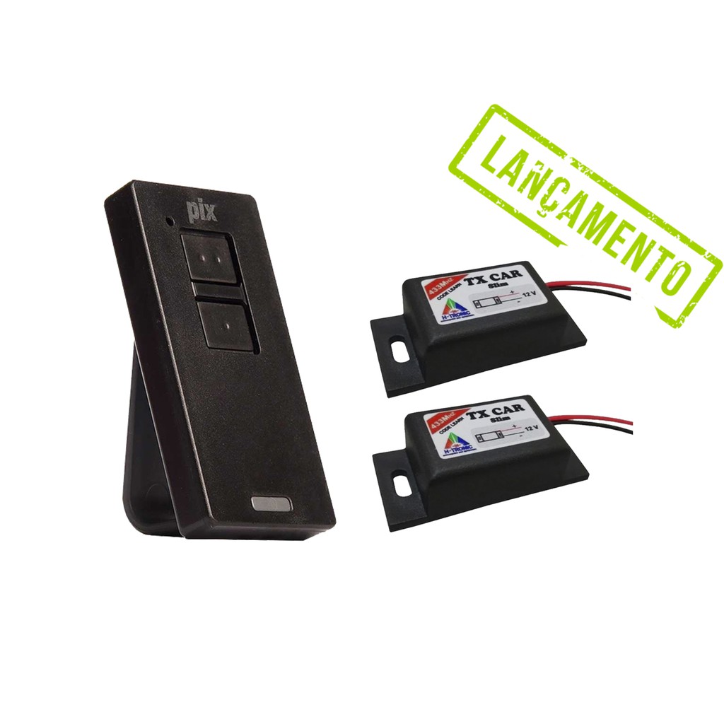 Kit 1 Controle Remoto Portão Eletrônico Tx Pix 433,92 + 2 Tx Car Slim 433,92 CompatíveisGaren Rcg Seg Mc Garcia Acton