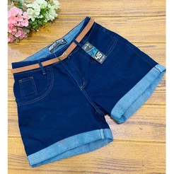 short jeans com lycra + cinto
