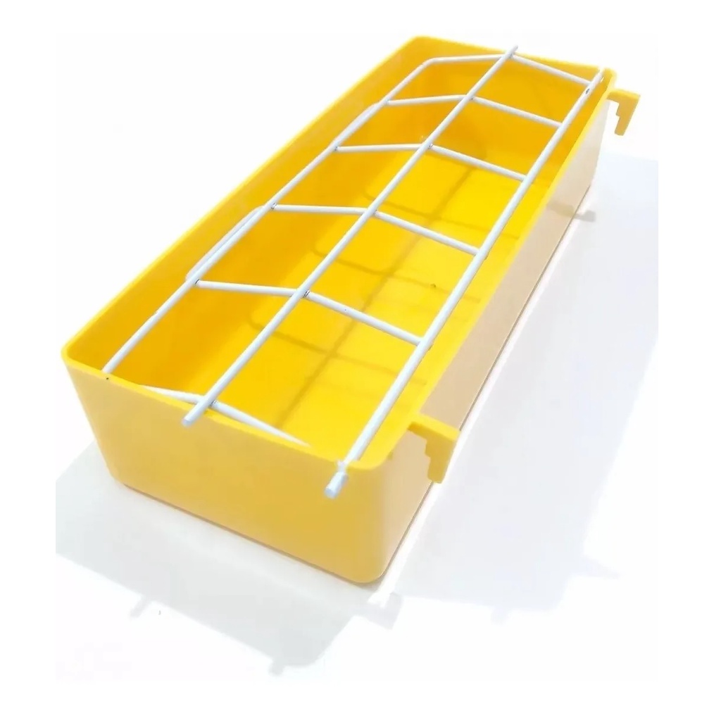 Comedouro Grade 1000 ml Alimentador Passaros Papagaio Arara Calopsita Agapornis Periquito Australiano Com Trava para Pendurar em Gaiolas e Viveiros