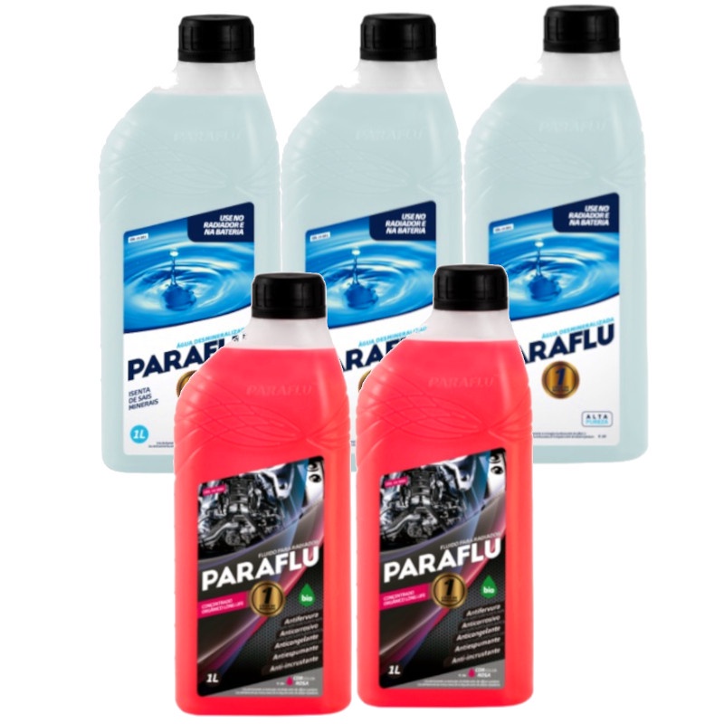 Kit 2 Aditivo Radiador Paraflu Rosa E 3 Agua Desmineralizada