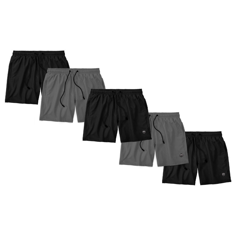 Kit 5 Shorts Bermuda Life Masculino Casual Básico Mauricinho Tactel 05