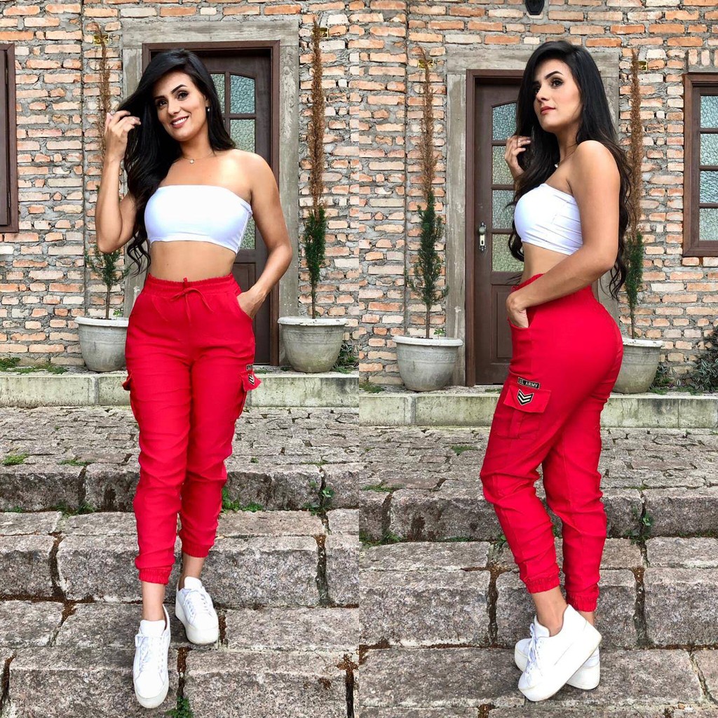 calça jogger feminina vermelha