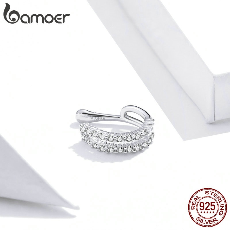 (1 Peça) Bamoer 925 Sterling Silver Dazzling Ear Cuff Clip Brincos Para Mulheres Declaração De Casamento Jóias SCE904 em Oferta na Shopee
