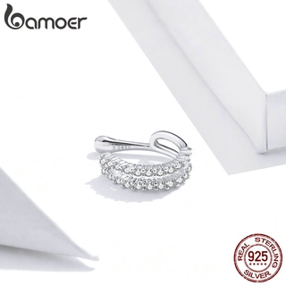 (1 Peça) Bamoer 925 Sterling Silver Dazzling Ear Cuff Clip Brincos Para Mulheres Declaração De Casamento Jóias SCE904