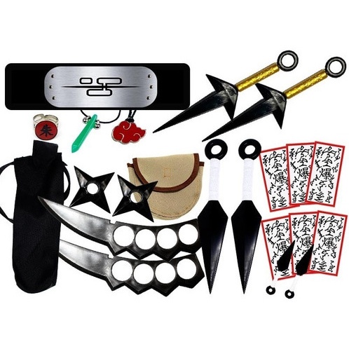 Kit Kunai Naruto Anel Shuriken Bandana Cosplay Killer Bee