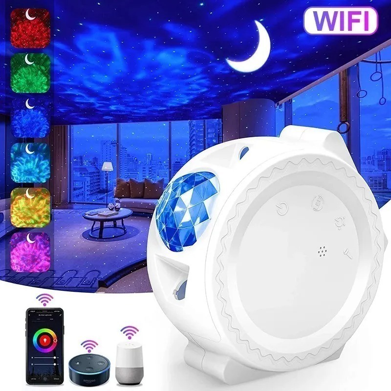 Mini Projetor Luminaria Abajur Galaxia Galaxys Wi-fi Touch Estrelas 6 Luas Nebulosa Quarto 3304