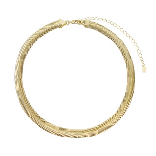 Choker Piuka Fernanda Malha Metal Larga Folheada A Ouro 18K