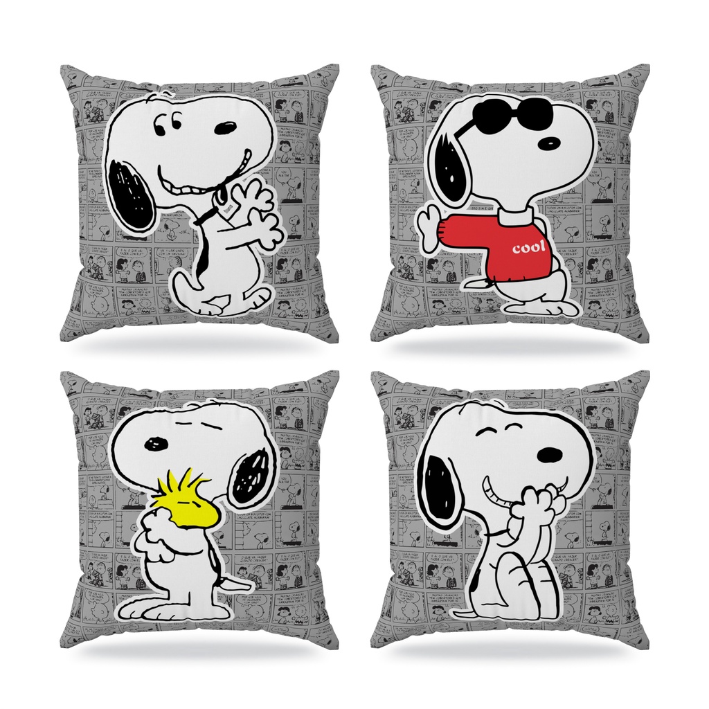 Kit 4 almofadas cheias decorativa presente Coleção Snoopy 30x30cm - MD0296 em Oferta na Shopee