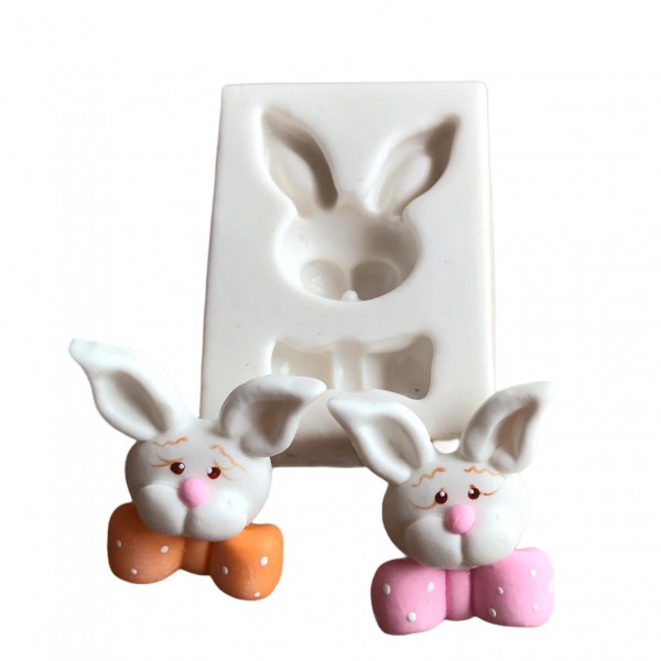 Molde De Silicone Carinha Coelho Com Laço Molde Para Confeitaria Molde Para Biscuit 1295 em Oferta na Shopee
