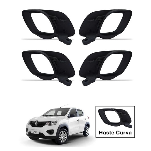 Jogo com 04 Maçanetas Internas Renault Kwid Modelos de 2016 até 2010 Haste Curva