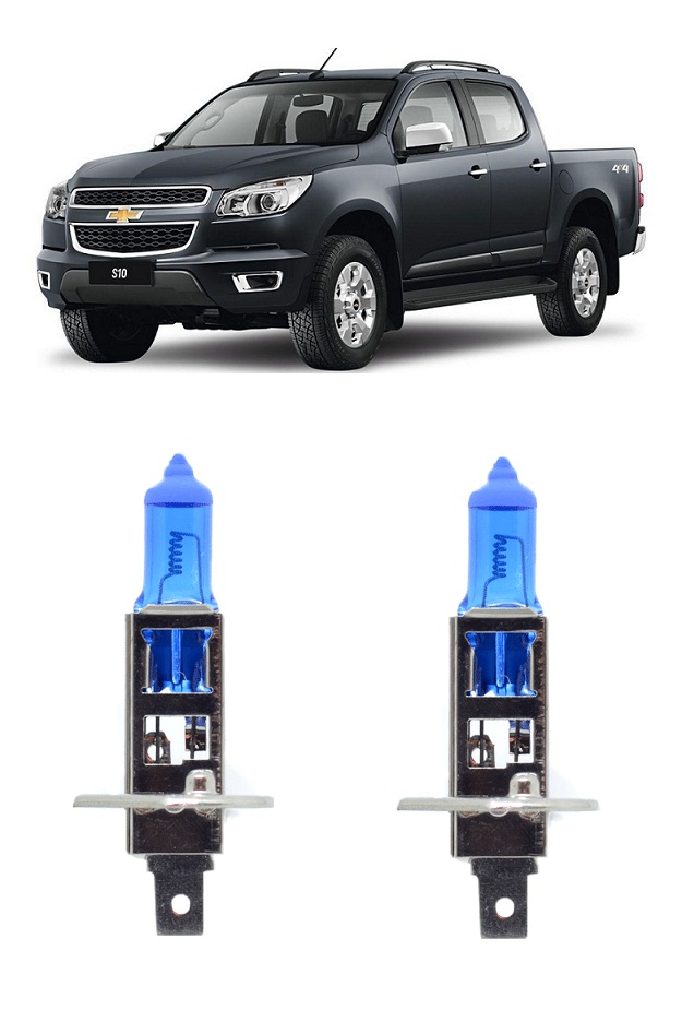 Par Lampada Super Branca Farol Alto S10 2013 2014 2015 2016 8500K H1