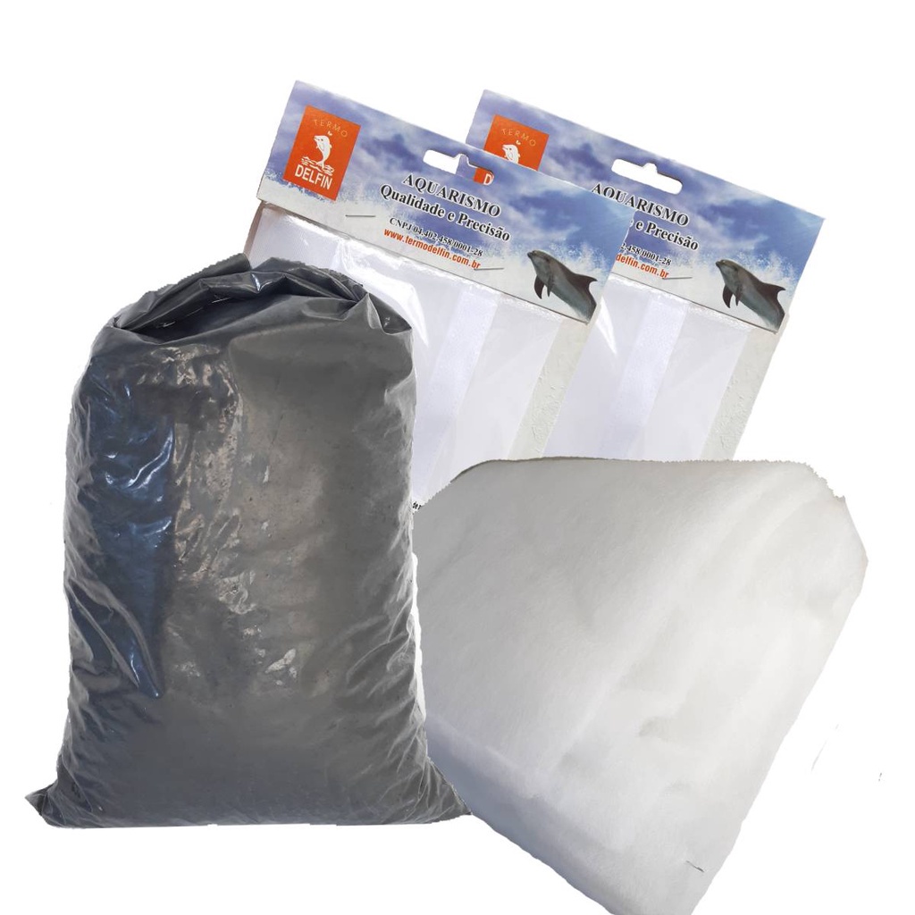 Kit Mídias Filtragem 1kg Carvão Ativado 1m Perlon + 2bolsas em Oferta na Shopee