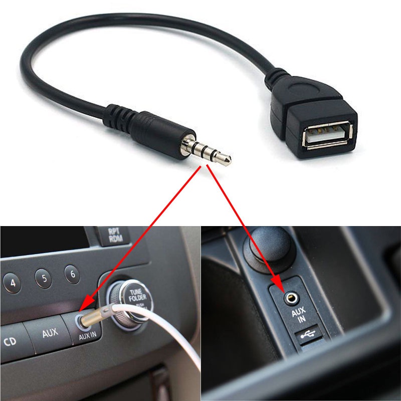 (Pronto Estoque) Conversor De MP3 Player De Carro 3,5 mm Macho Tomada De Áudio AUX Plug Para USB 2.0 Fêmea Cabo Adaptador De Acessórios Imediatamente Envio