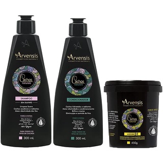 Kit Arvensis Cachos Naturais Shampoo + Condicionador 300ml + Máscara 2x1-450g
