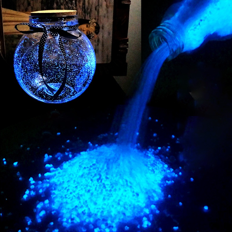 5PCS Areia Luminosa Aquário Glow In The Dark Sand Ornamento Decorativo Areia Do Tanque De Peixes Decoração Pedra Areia Rosa De Ouro Azul.