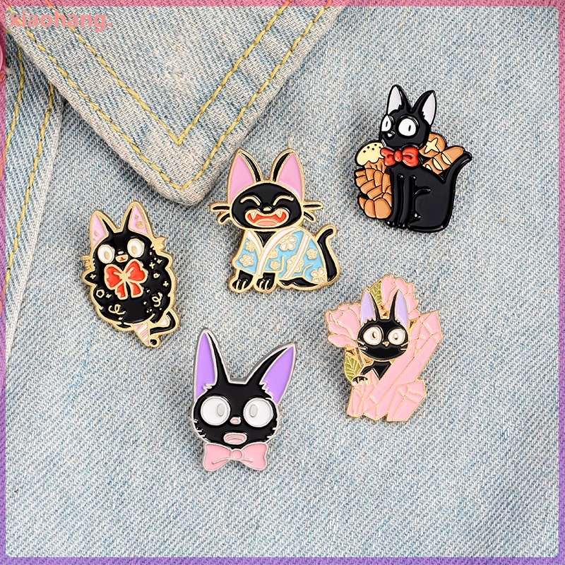 Broches Esmaltados De Gatos Preto E Branco, Broches De Gatos