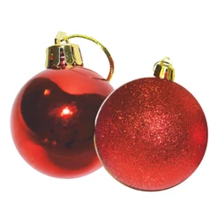 Bolas de Natal 7cm/ 5cm Mista Vermelhas Brilhosas e Glitters 12un Bola Arvore de Natal Decoração