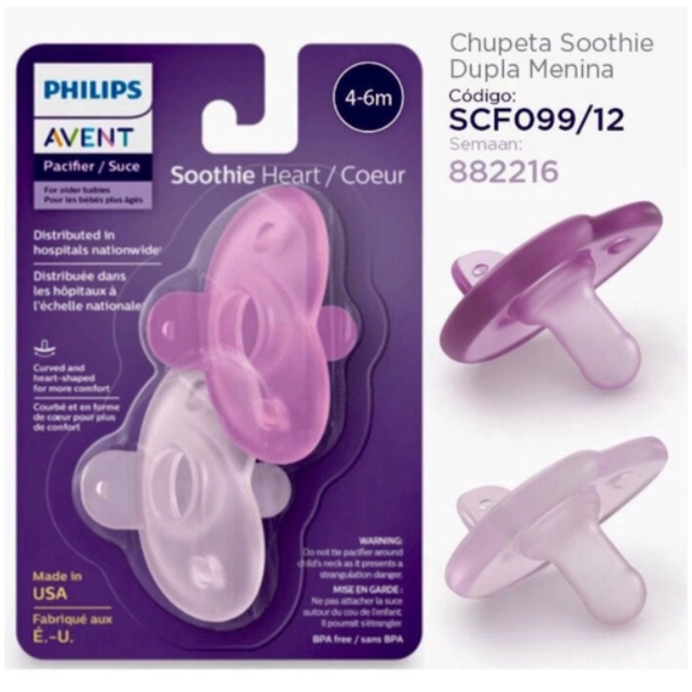 Chupeta Philips Avent bebê Soothie rosa 4-6 Meses dupla silicone