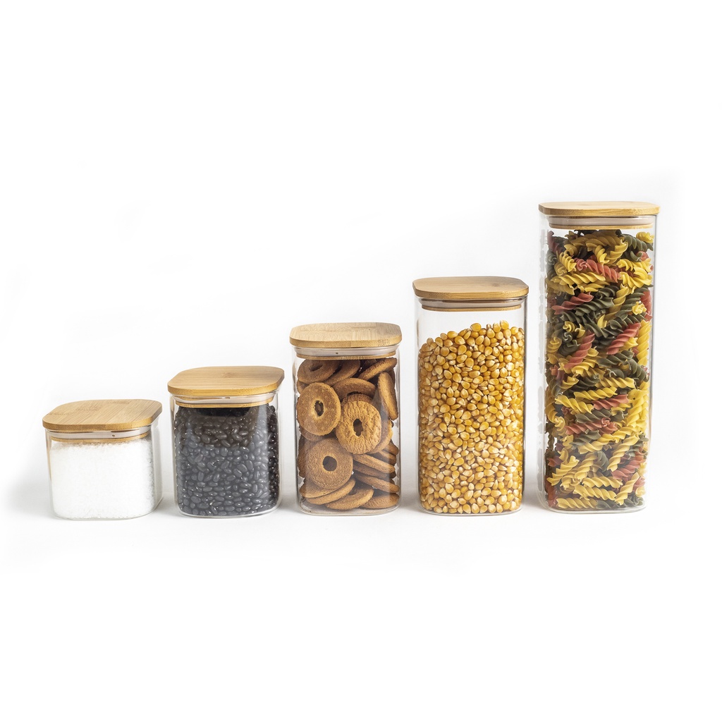 Kit 5 Potes Mantimento Quad Flat 600/800/1100/1400/1900ml em Oferta na Shopee