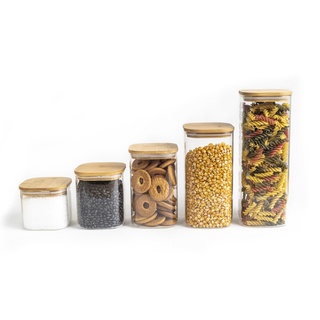 Kit 5 Potes Mantimento Quad Flat 600/800/1100/1400/1900ml