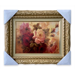 Quadro Decorativo Tema Flor Rosas Brancas Moldurado 30x40 em Oferta na Shopee