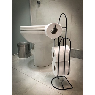 Suporte Porta Papel Higiênico Chão Luxo Preto Banheiro Organização