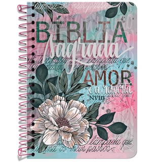Bíblia Anote Espiral Flor Artística | NVI | Letra Normal | Com Espaço Para Anotações
