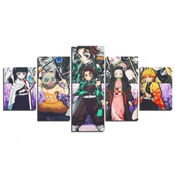 Kit Quadros 5 peça Demon Slayer Personagens Principais Anime